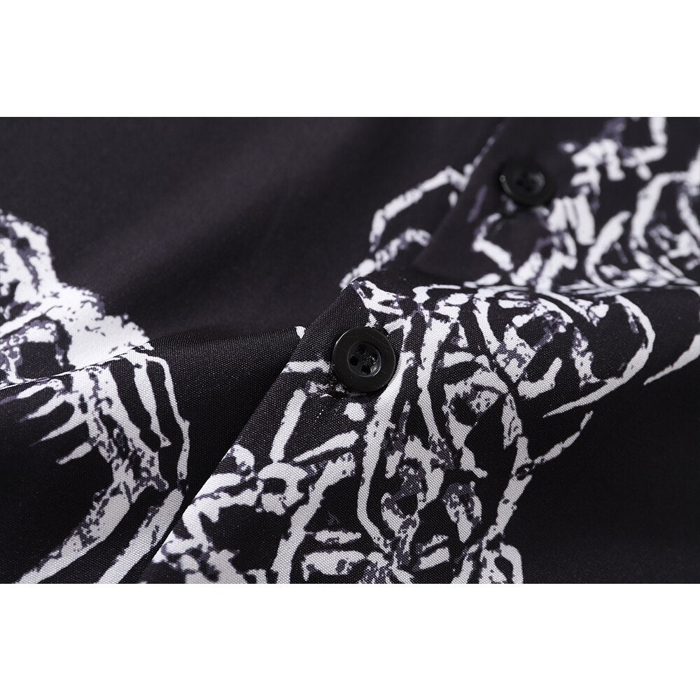 Dark Skeleton Snake Button Up Shirt