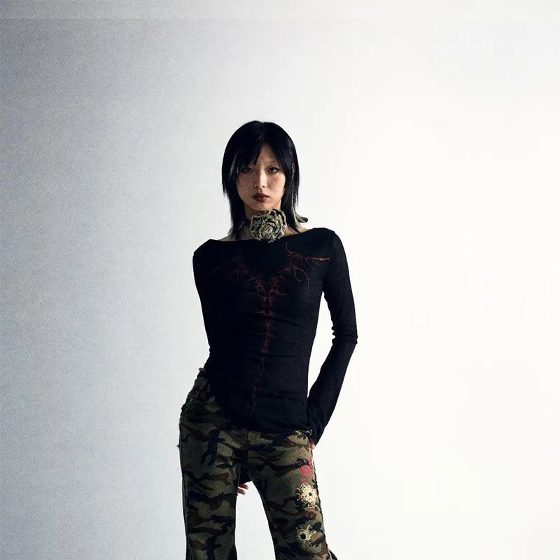 Black Grunge Knitted Top