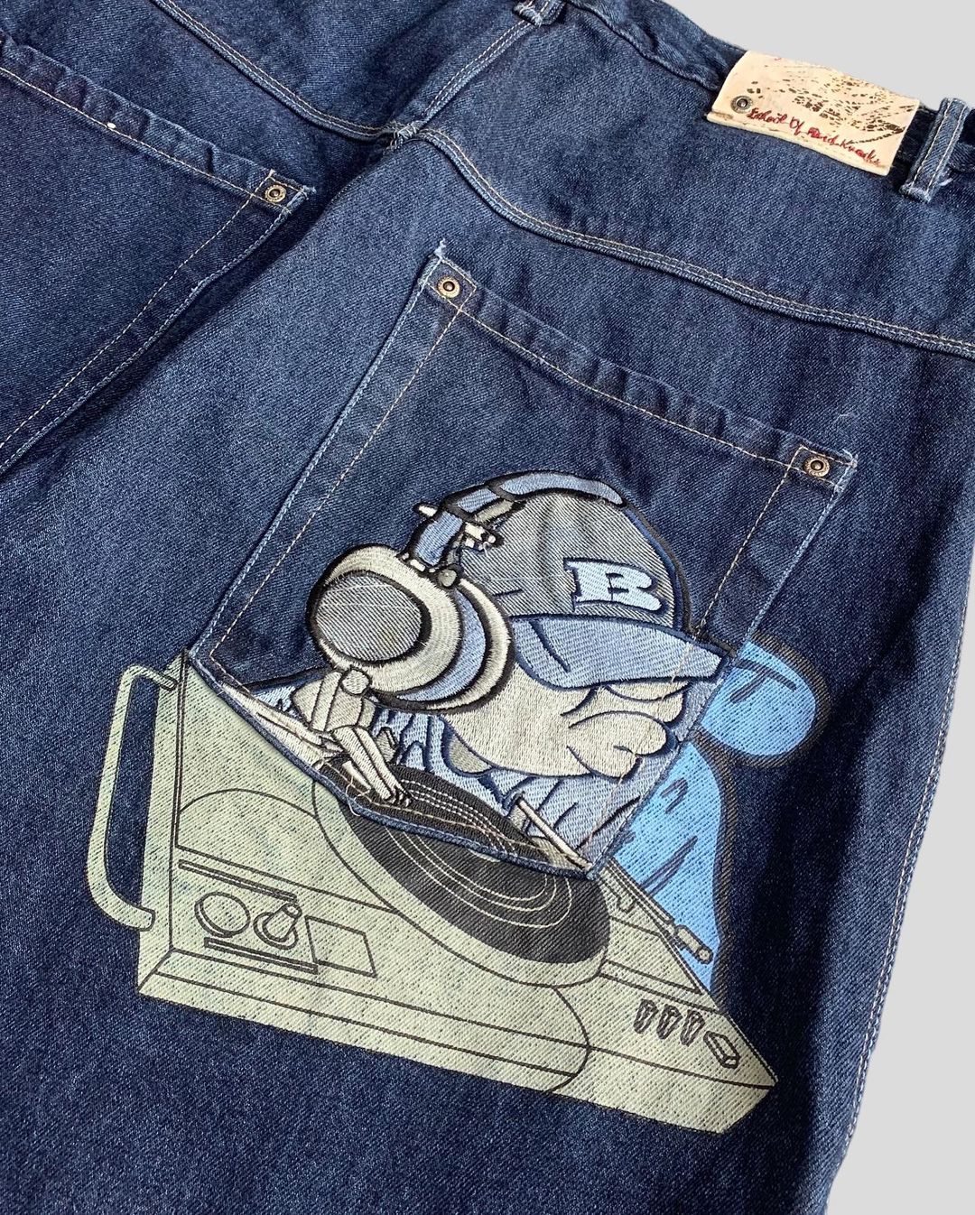 DJ Pattern Embroidery Jorts