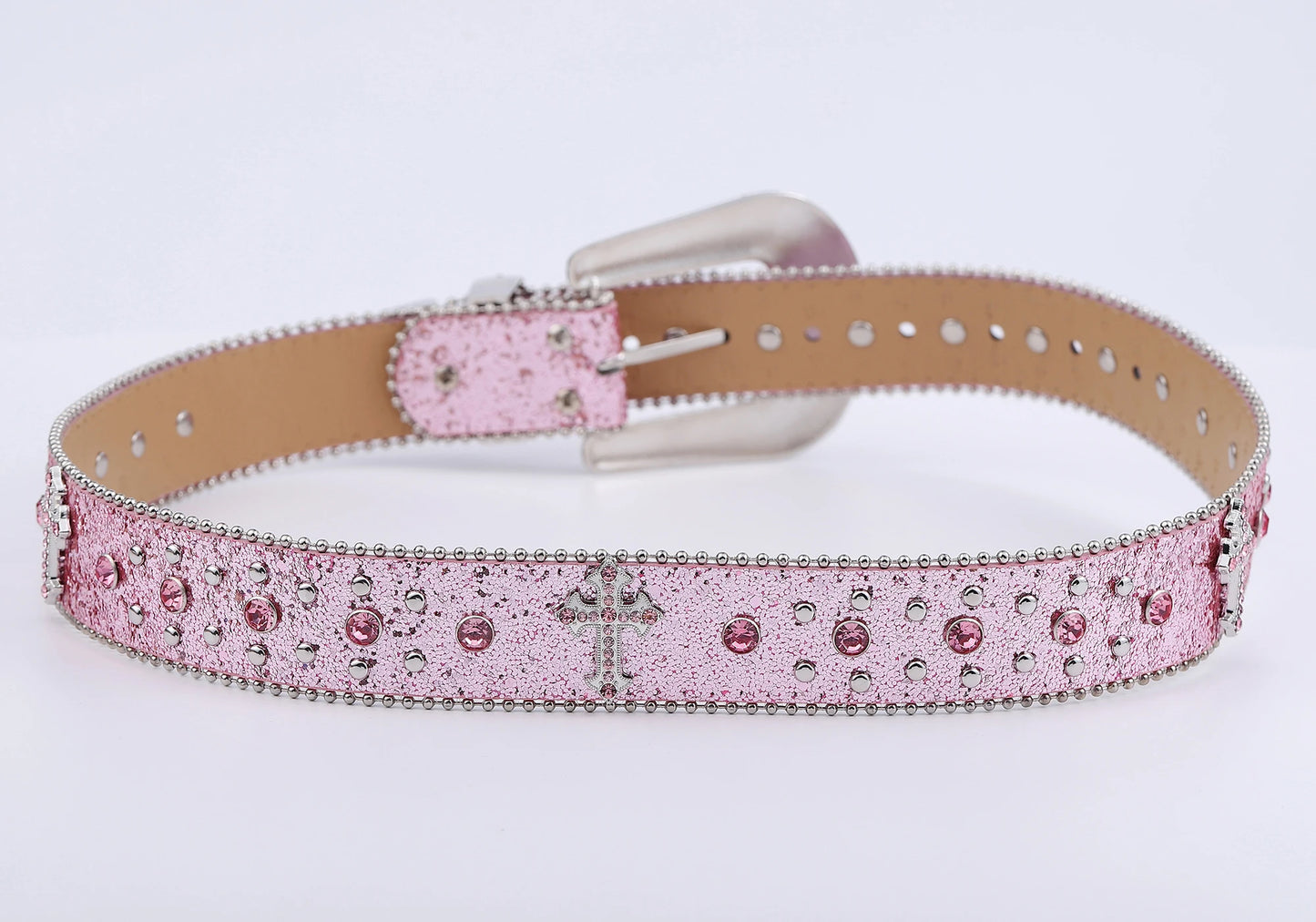 Pink Cross Rhinestone Belt