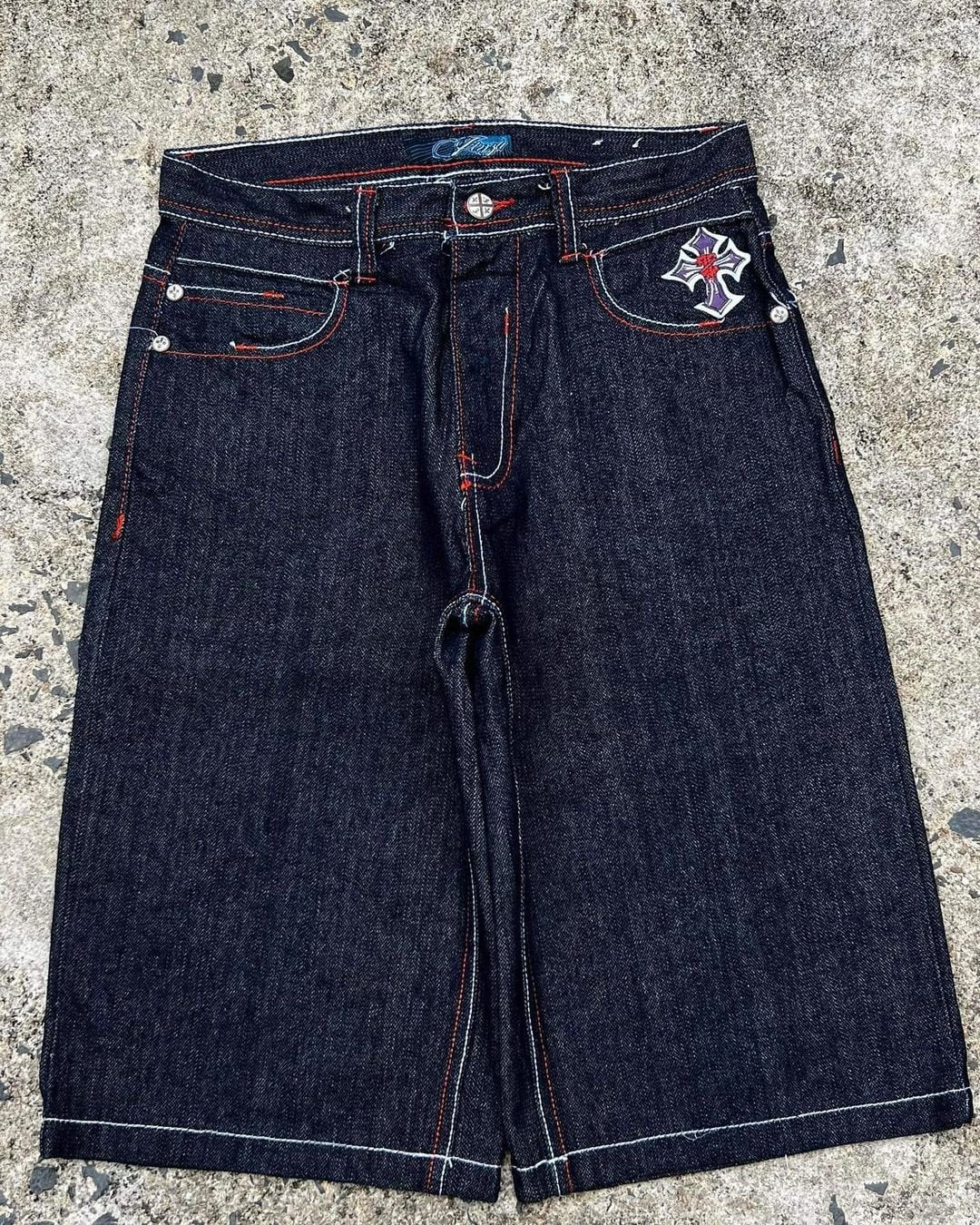 Graphic Flame Cross Jorts