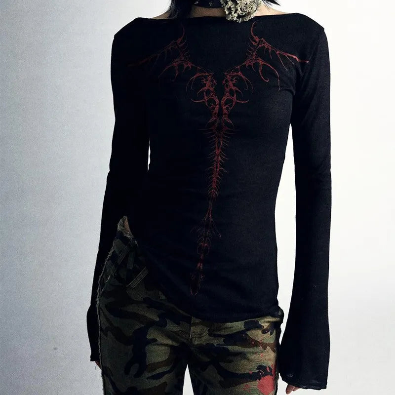 Black Grunge Knitted Top