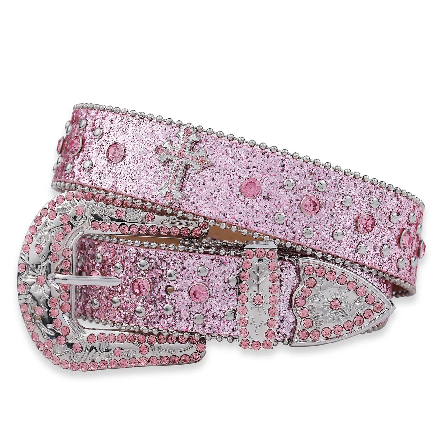 Pink Cross Rhinestone Belt
