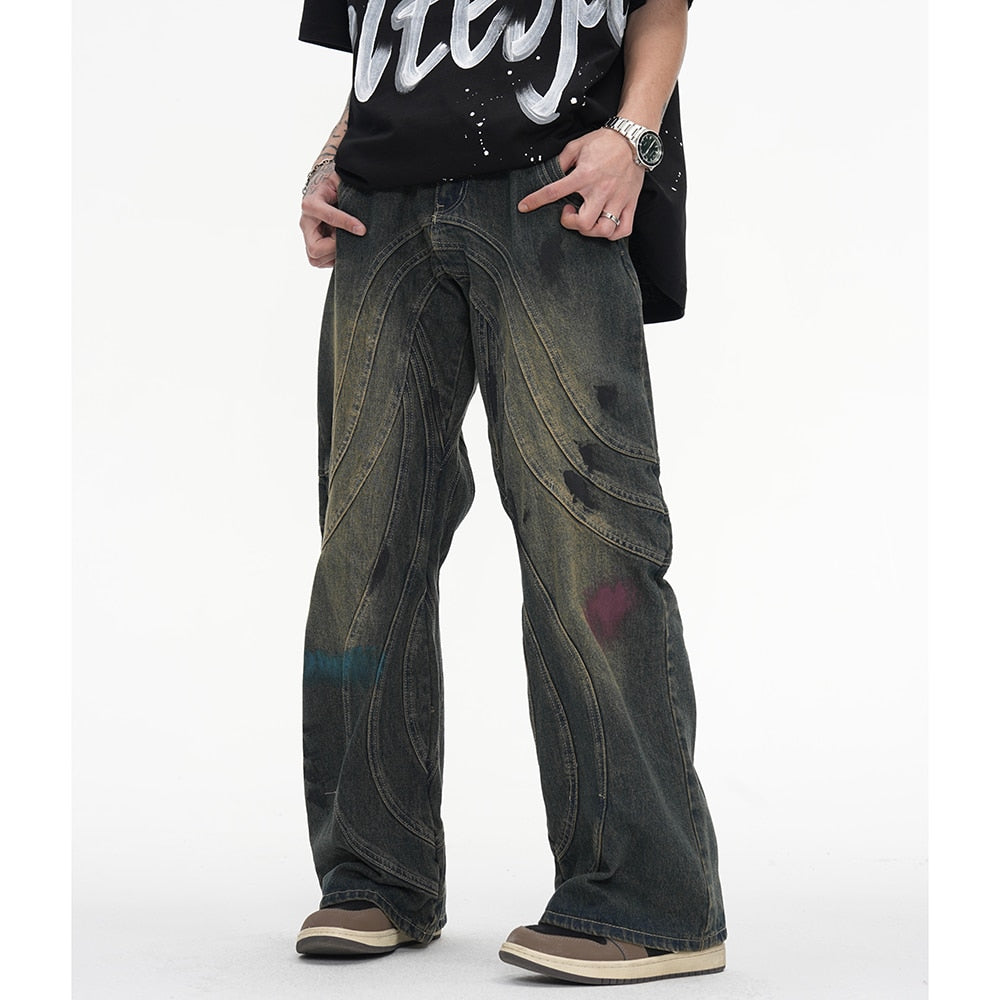 Vintage Y Striped Straight Flare Pants