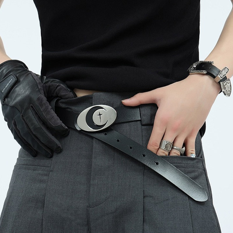 Moon Shooting Star Leather Belt