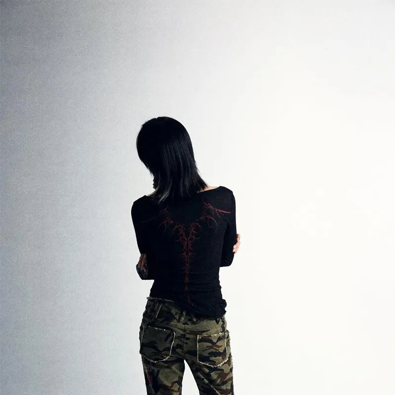 Black Grunge Knitted Top