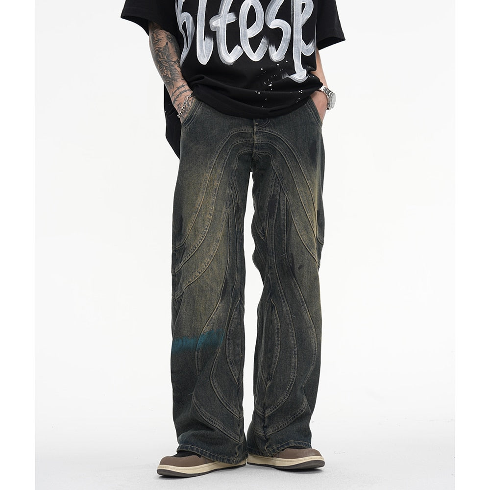 Vintage Y Striped Straight Flare Pants
