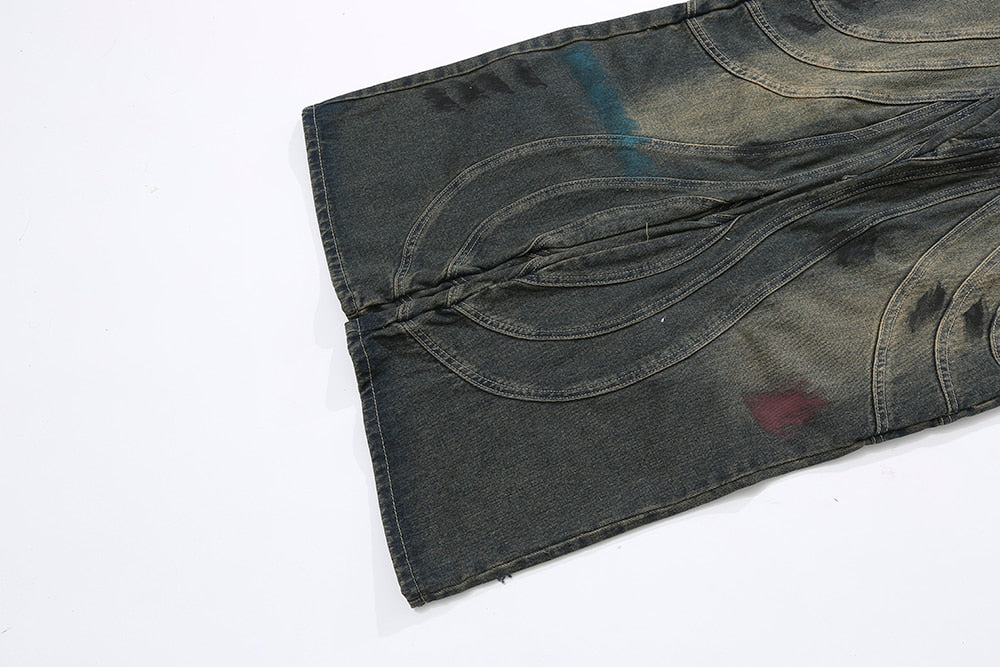 Vintage Y Striped Straight Flare Pants