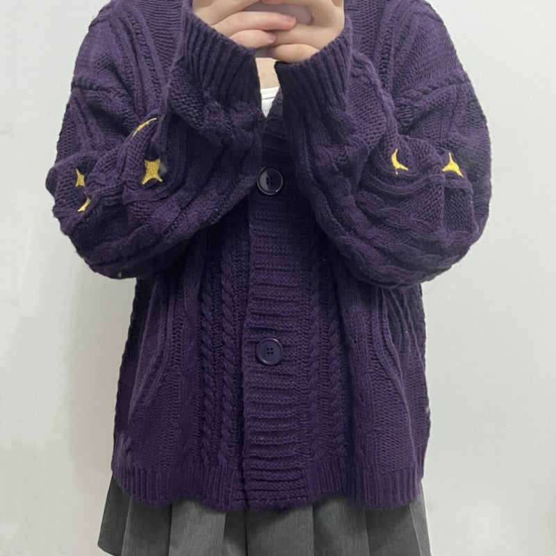 Autumn Star Dark Purple Cardigan