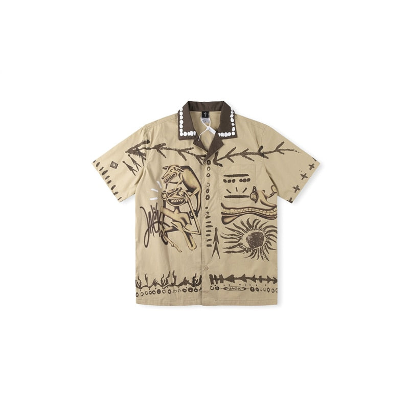 Button Up Brown Graphic Shirt