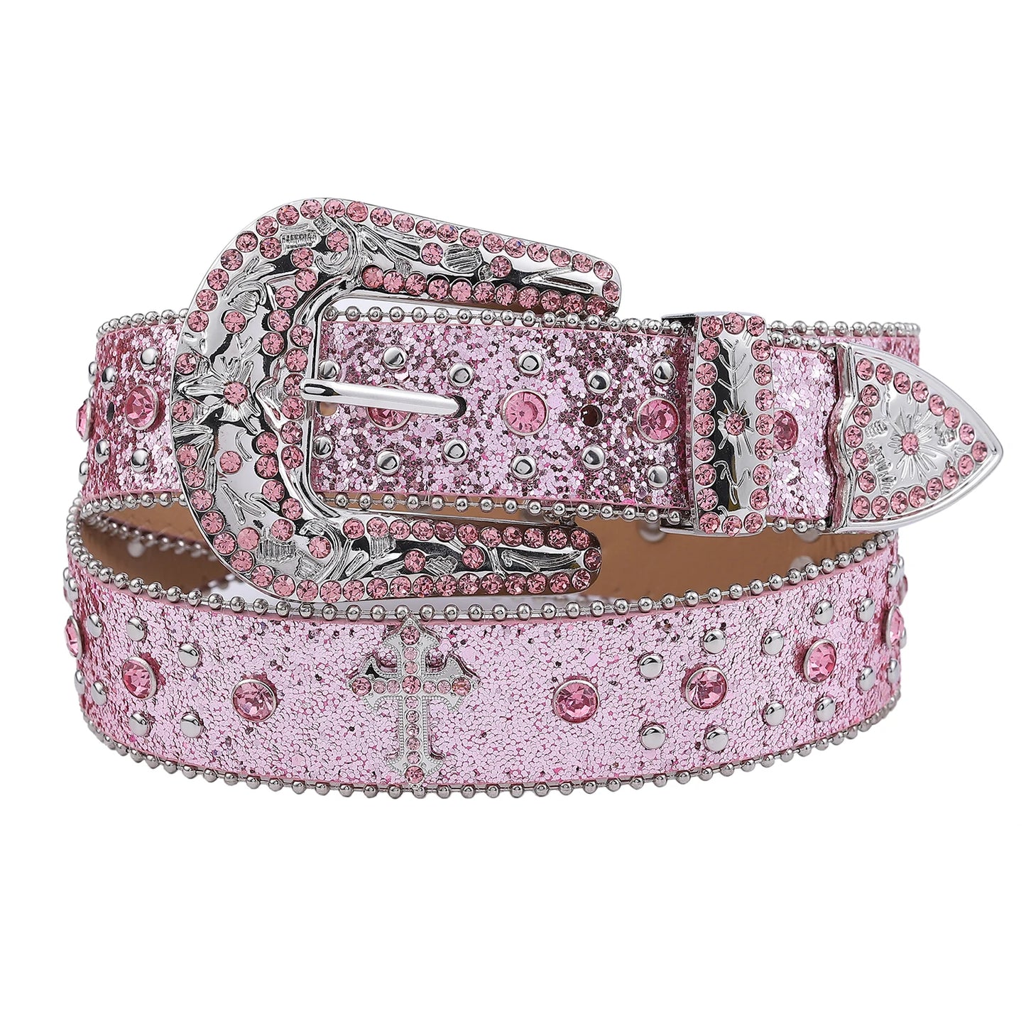 Pink Cross Rhinestone Belt