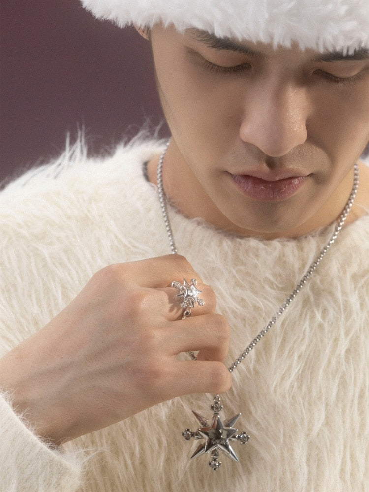 Adjustable Thorn Star Ring And Necklace