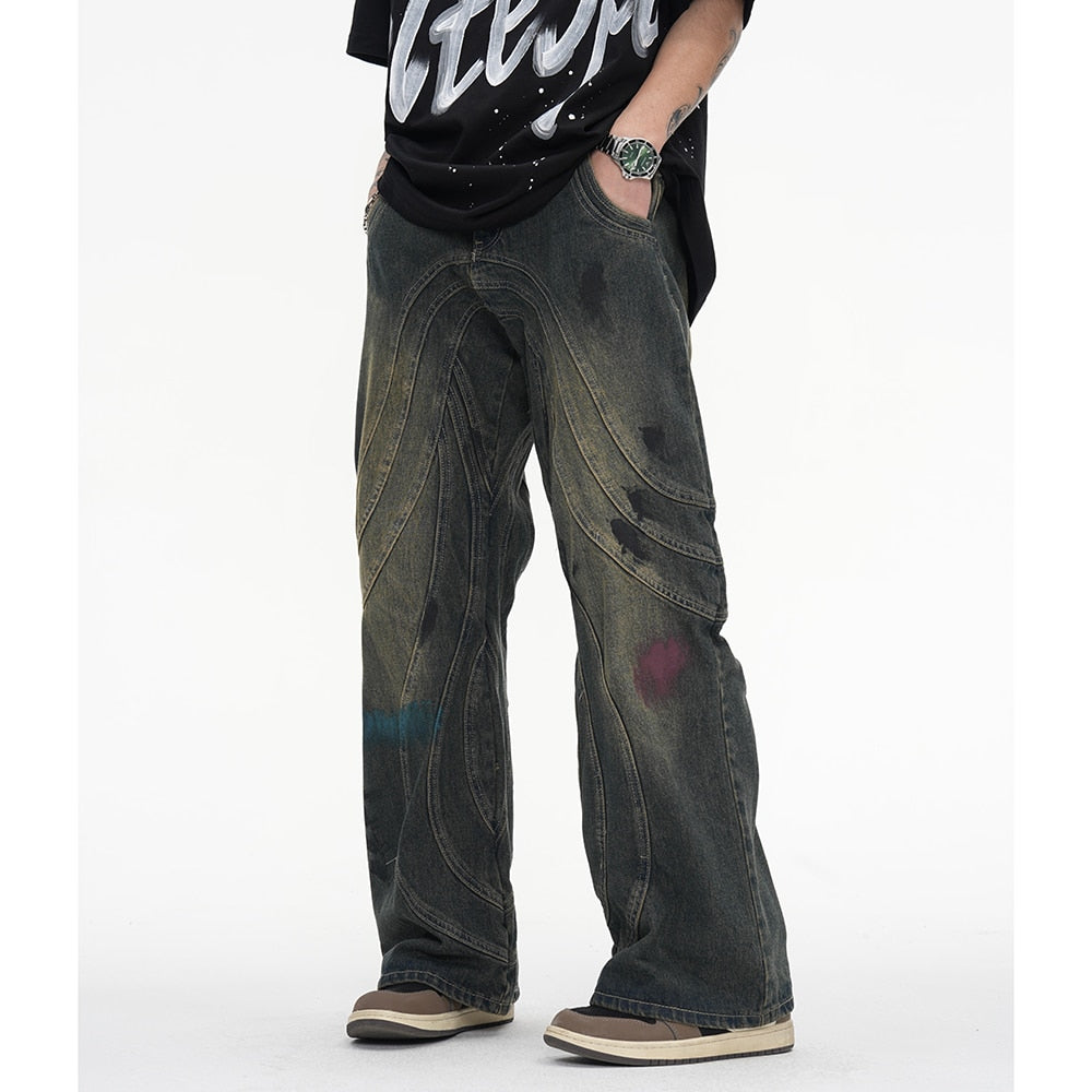 Vintage Y Striped Straight Flare Pants