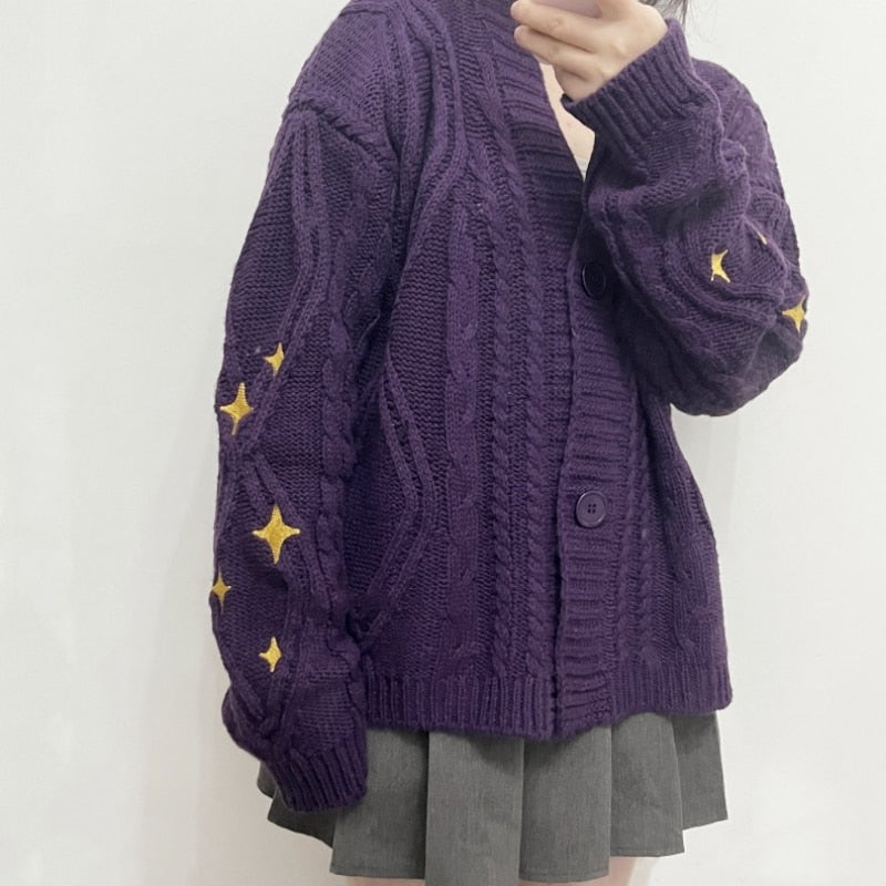Autumn Star Dark Purple Cardigan