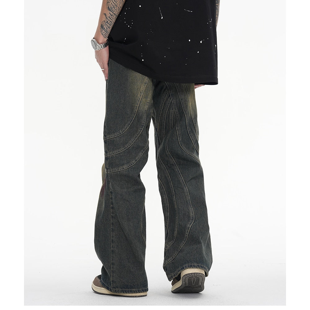 Vintage Y Striped Straight Flare Pants