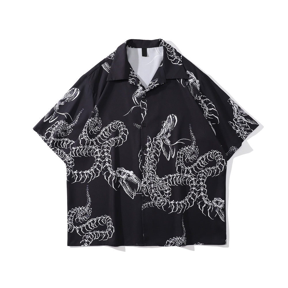 Dark Skeleton Snake Button Up Shirt