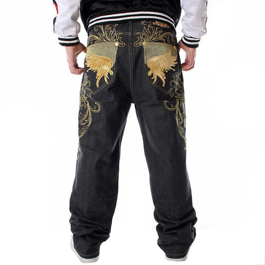 Golden Wings Embroidered Baggy Jeans