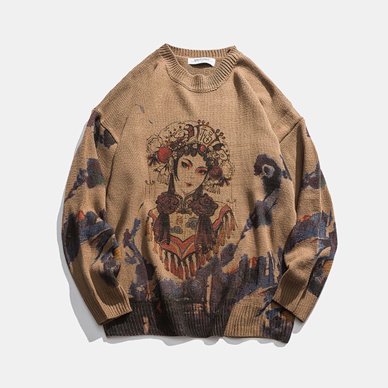 Beijing Opera Printed Sweater