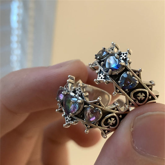 Vintage Heart Cross Rings