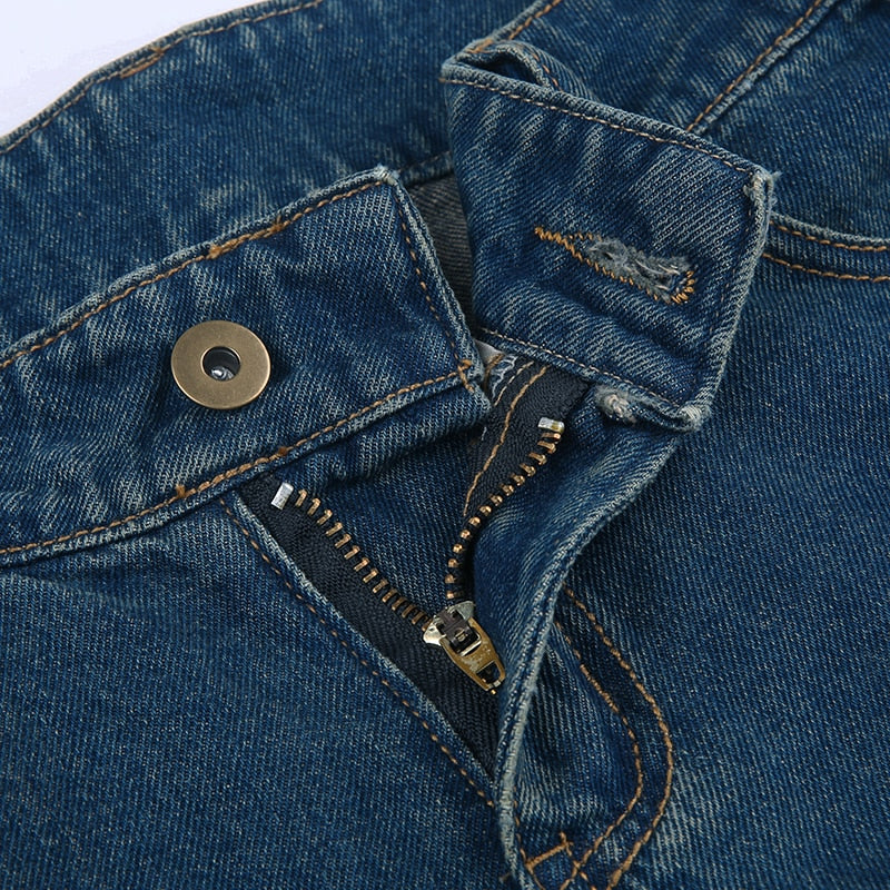 Womans Washed Vintage Low Rise Flare Jeans