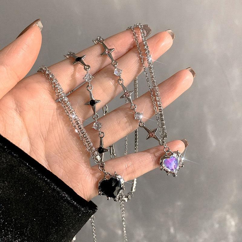 Purple Crystal Heart Necklace