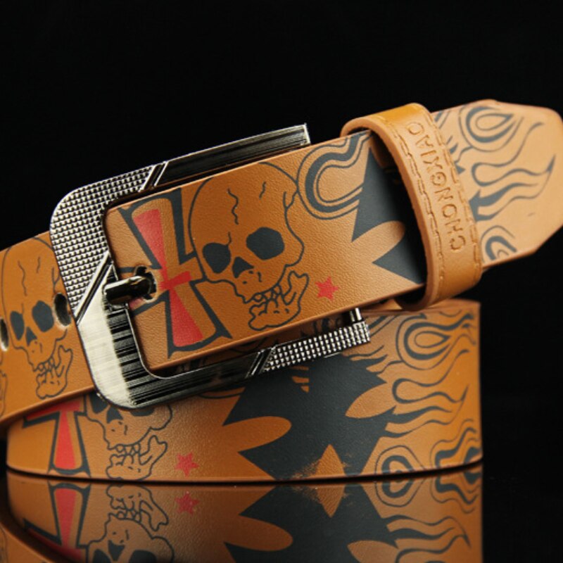 Skull Leather Belt