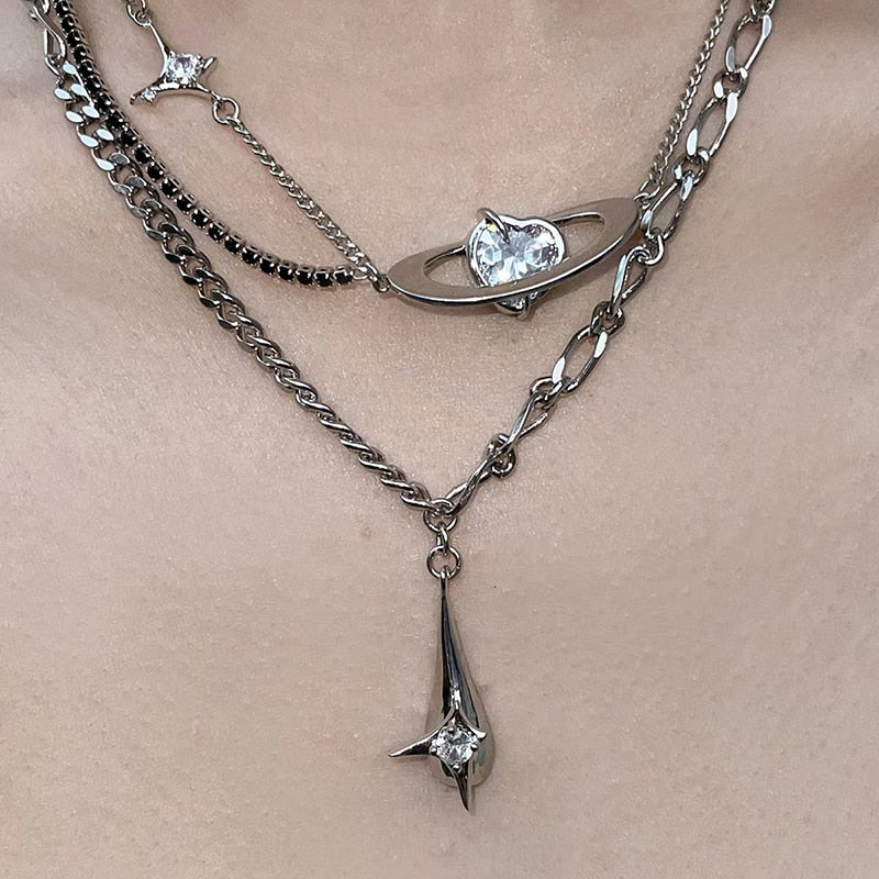 Crystal Silver Heart Necklace