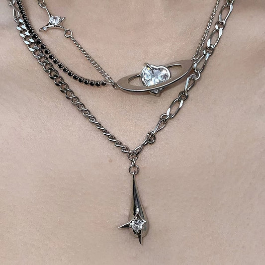 Crystal Silver Heart Necklace
