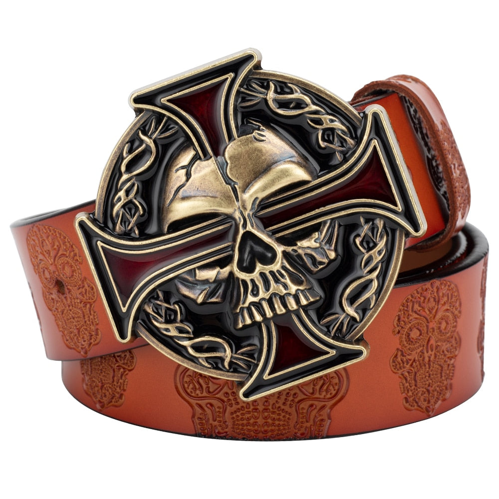 Dark Skull Leather Belt