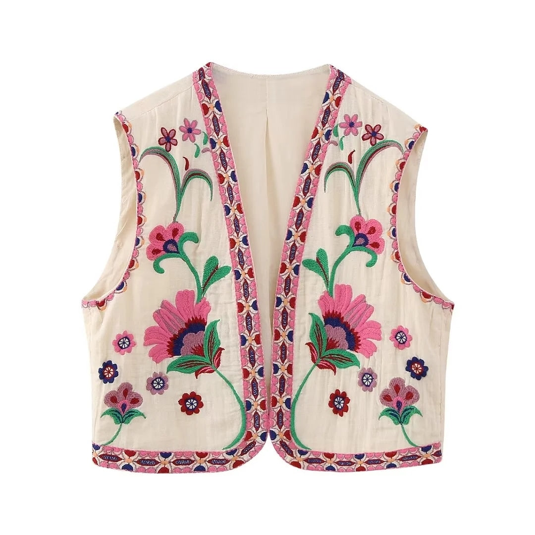 Vintage Floral Vest Jacket