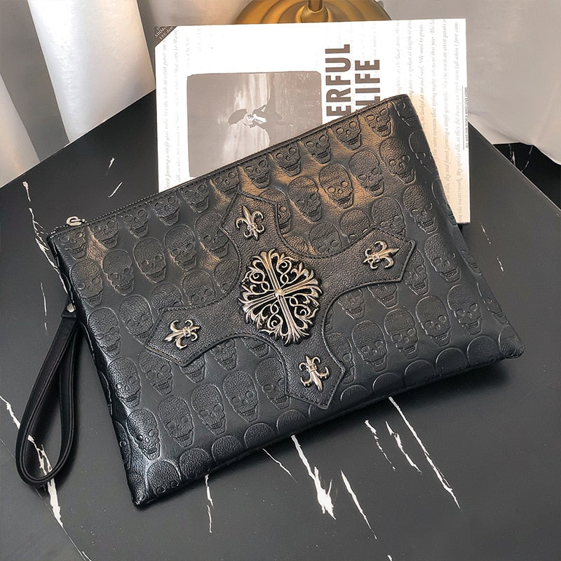Men's Leather Skull hand Bag