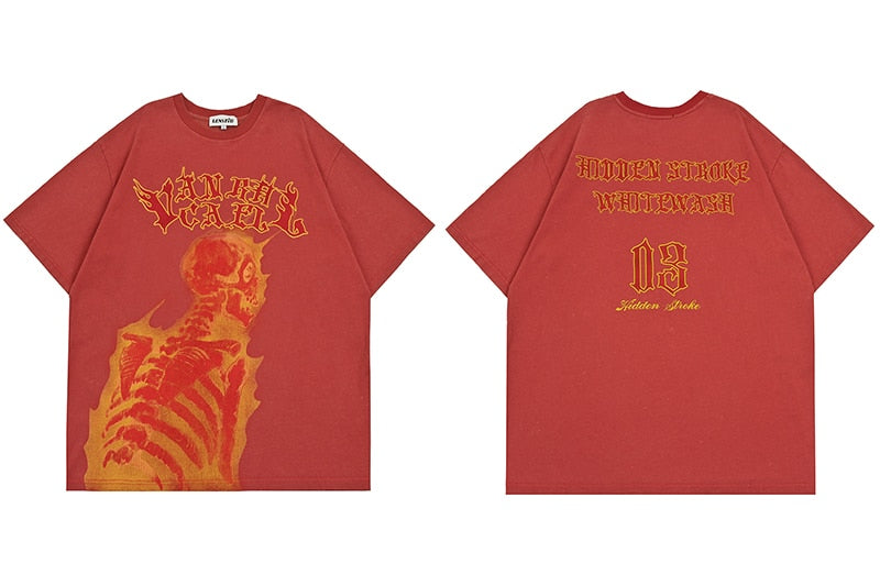 Flame Skeleton Graphic Tee