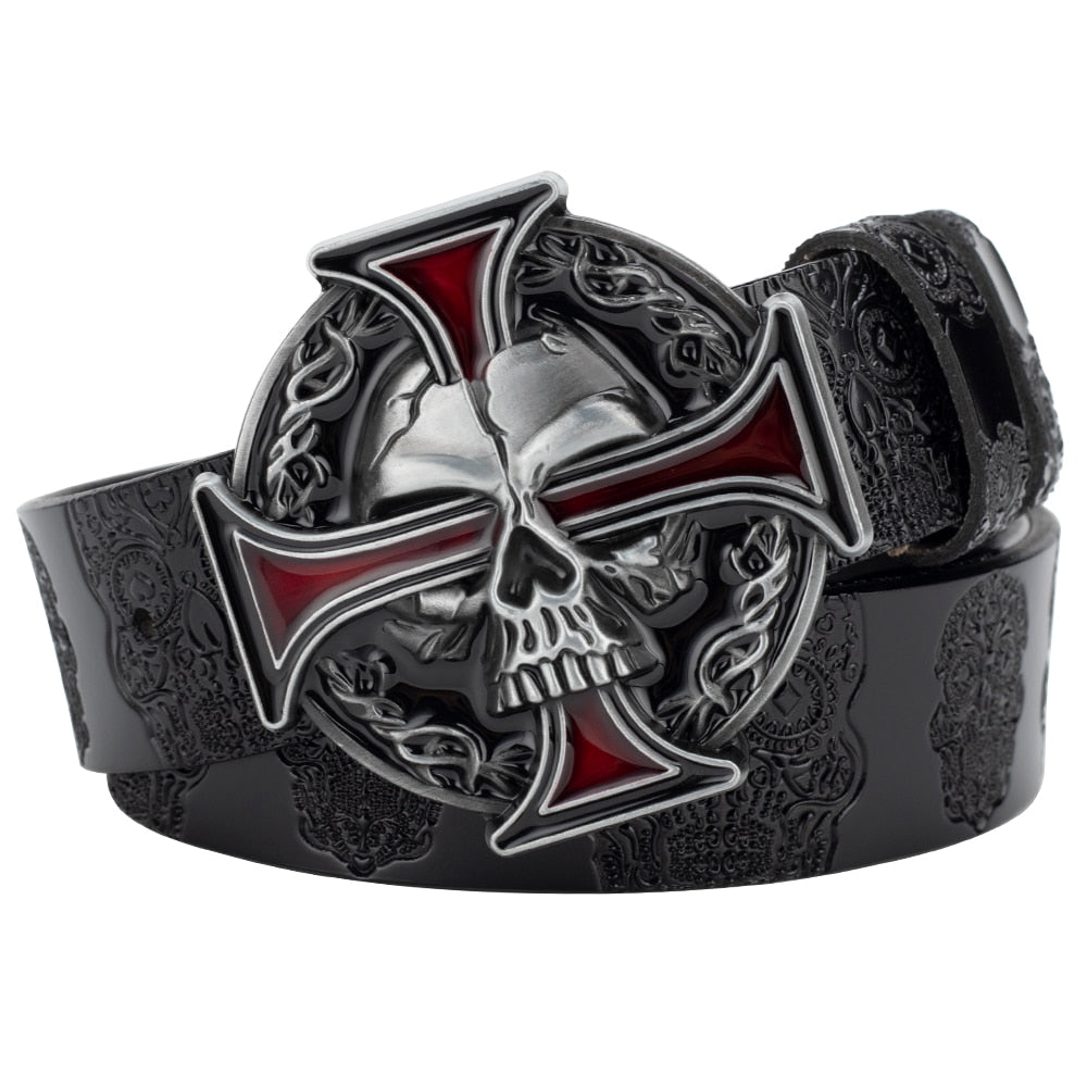 Dark Skull Leather Belt