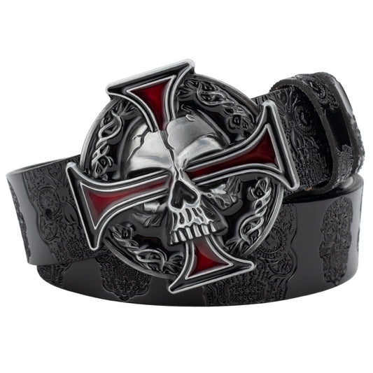 Dark Skull Leather Belt