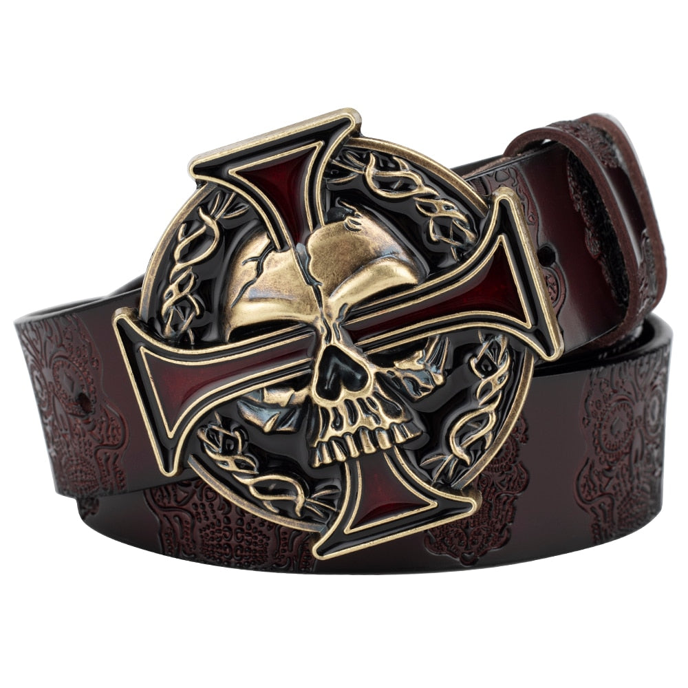 Dark Skull Leather Belt