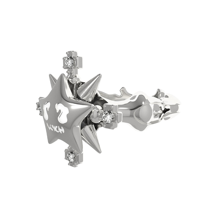 Adjustable Thorn Star Ring And Necklace