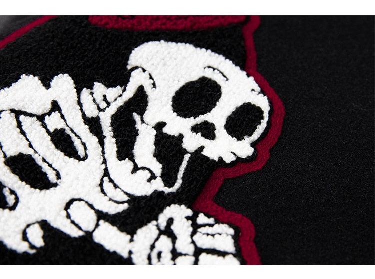 Black Skeleton Varsity Jacket