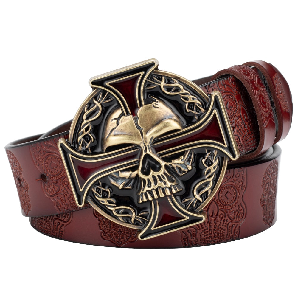 Dark Skull Leather Belt
