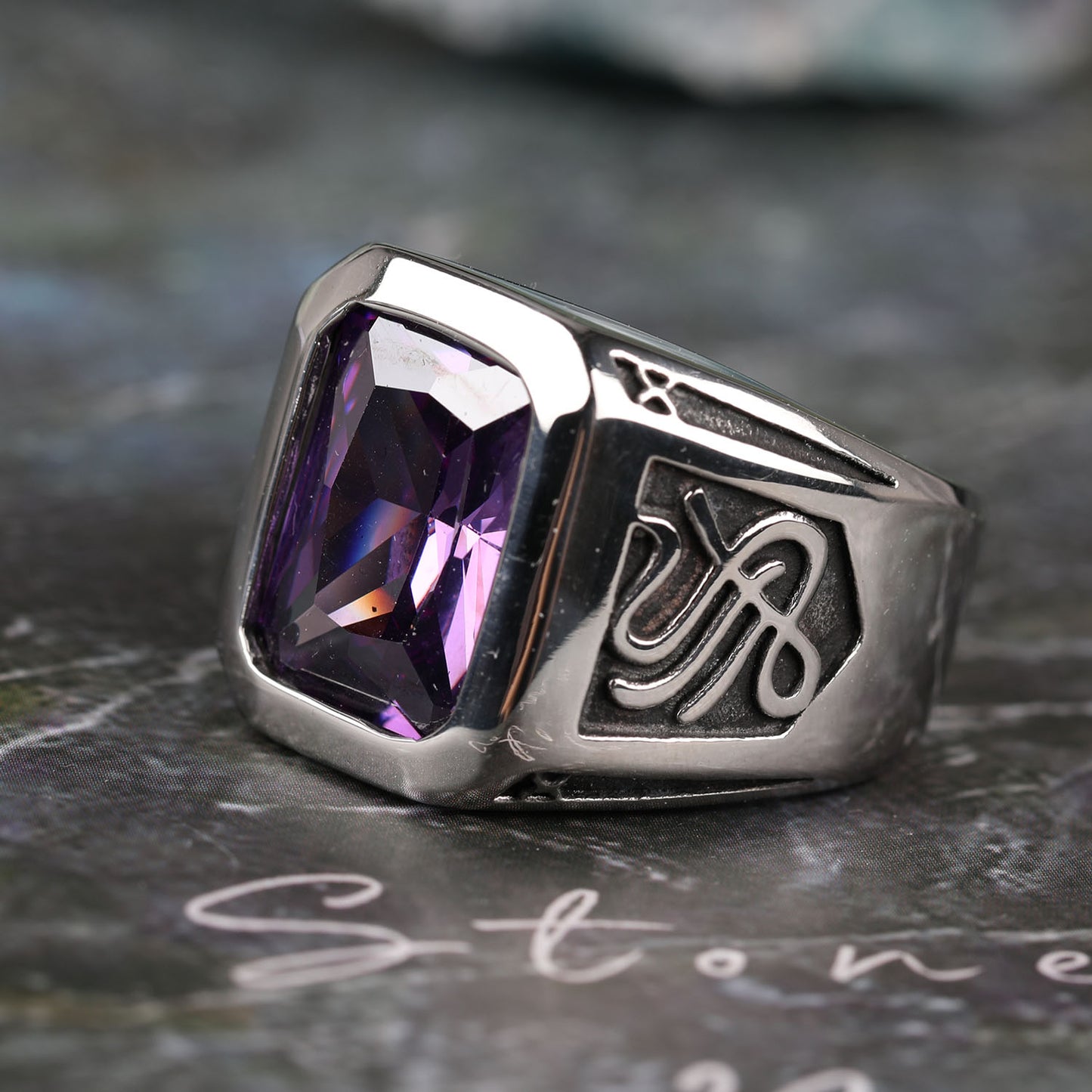 Purple Stone Steal Ring