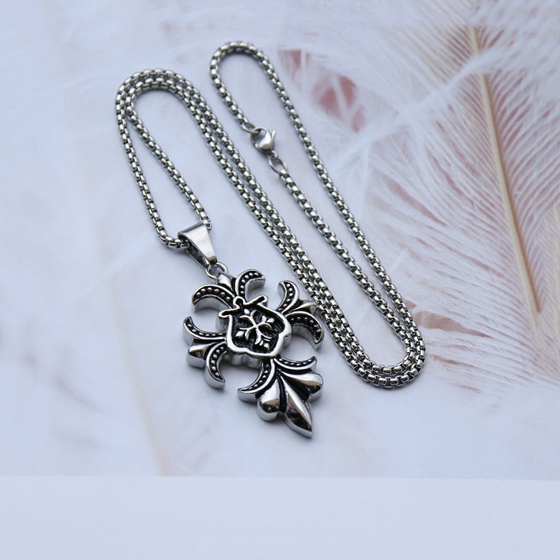 Flower Cross Necklace
