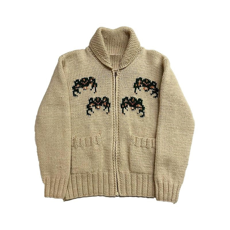 Spider Web Knitted Zip Up Sweater