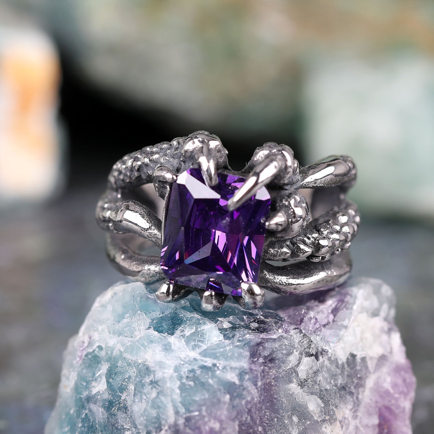 Purple Stone Steal Ring