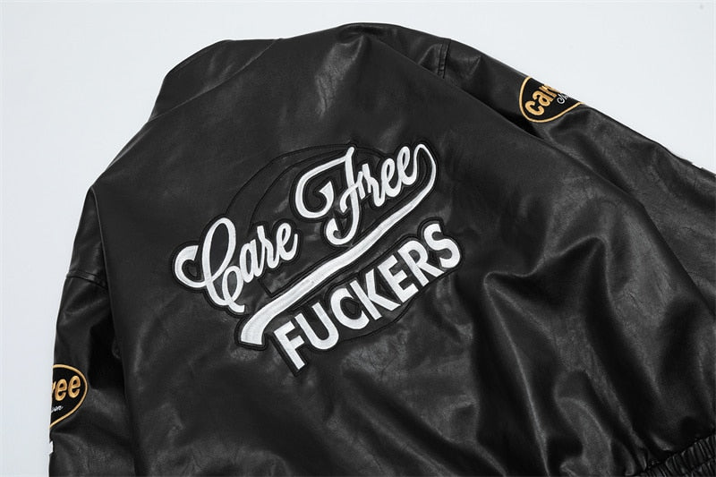 Care Free Racing Leather Jacket