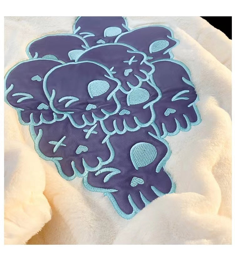 Skull's Embroidered Fur Jacket