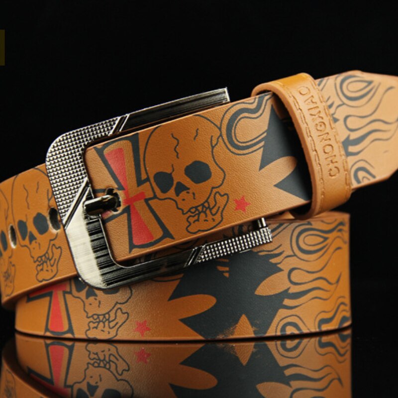 Skull Leather Belt