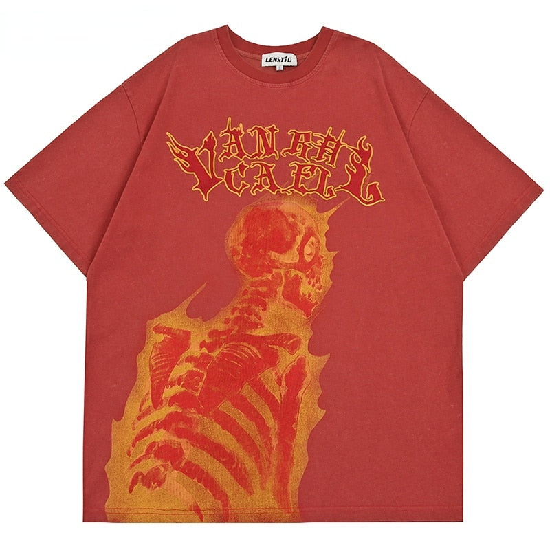 Flame Skeleton Graphic Tee