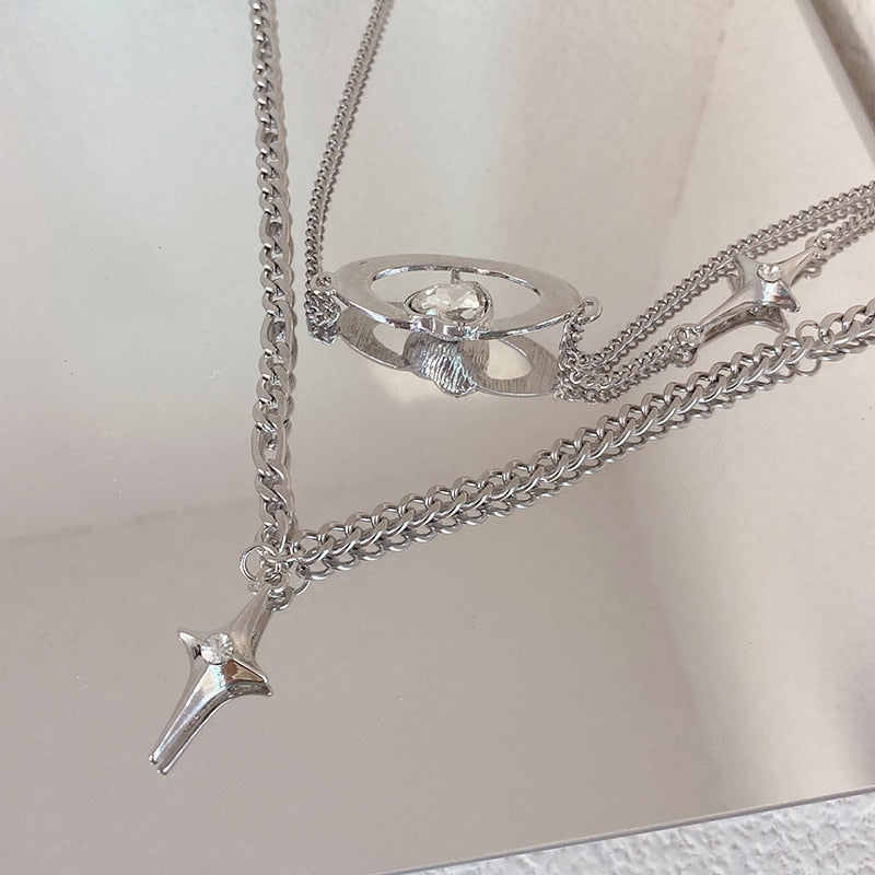 Crystal Silver Heart Necklace