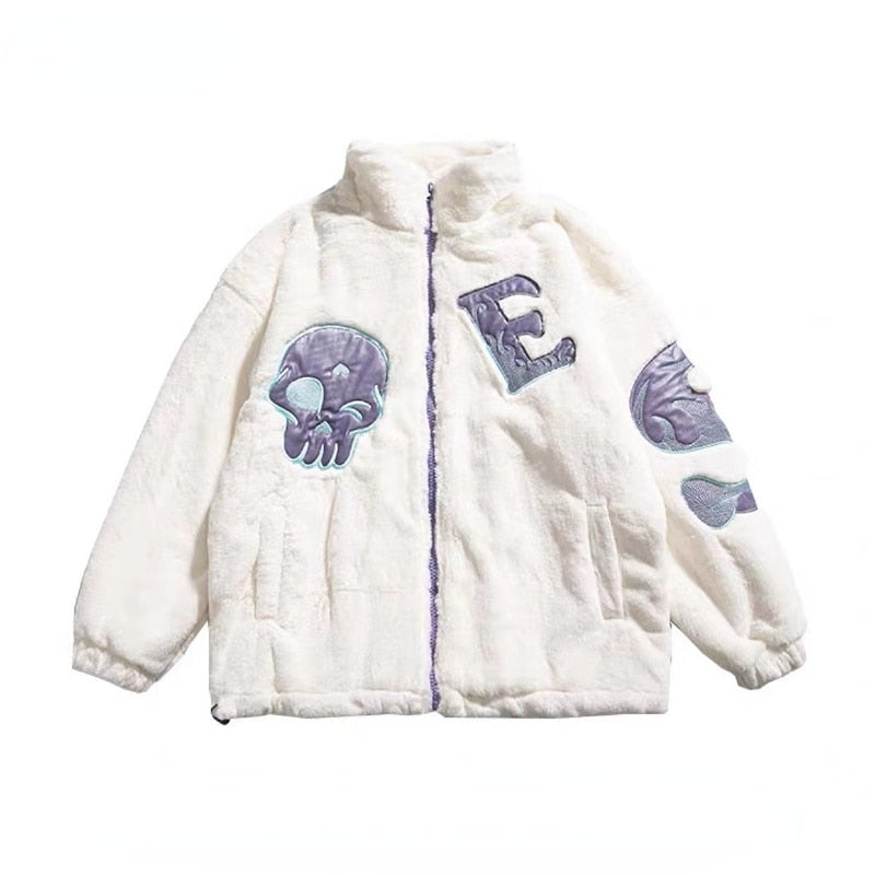 Skull's Embroidered Fur Jacket