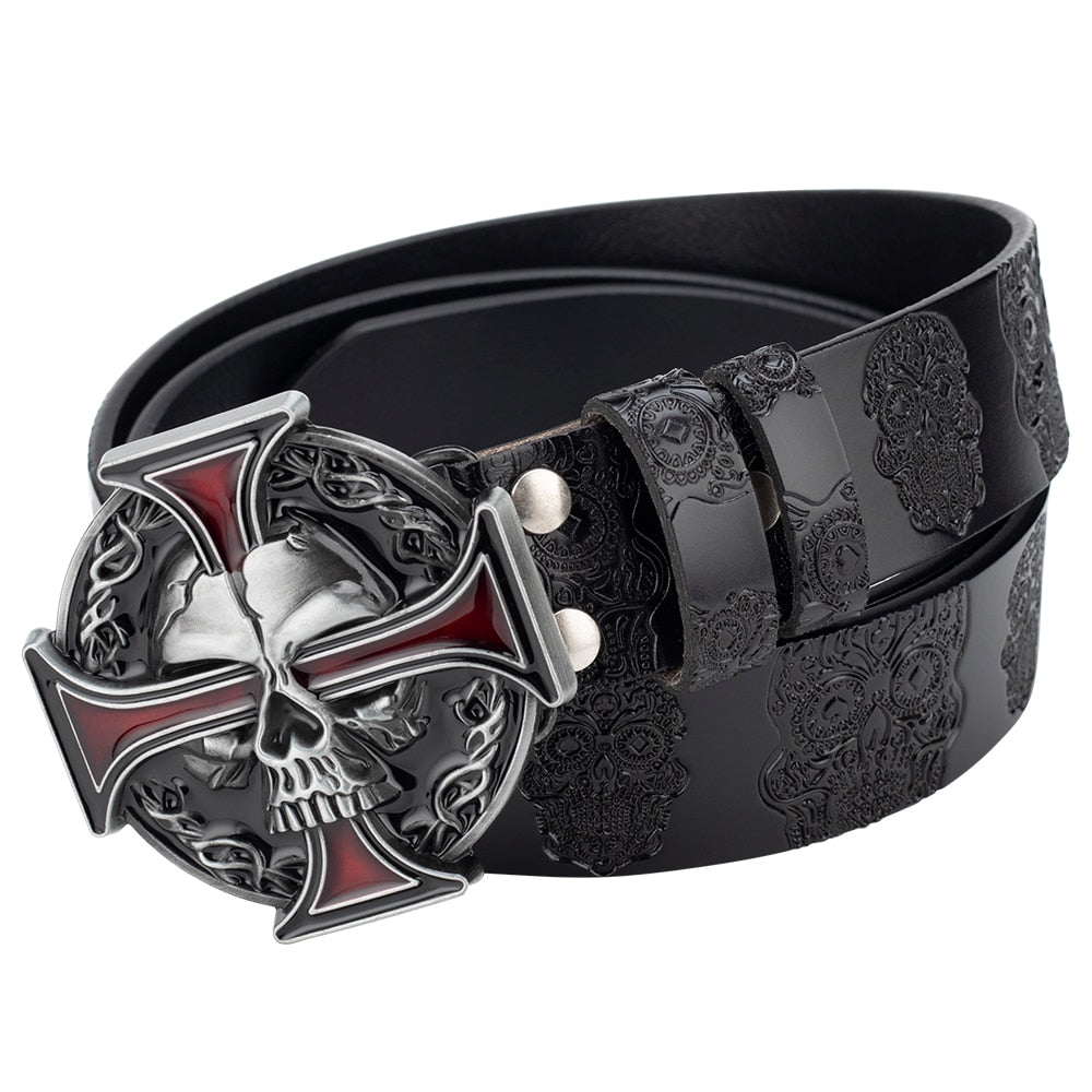 Dark Skull Leather Belt