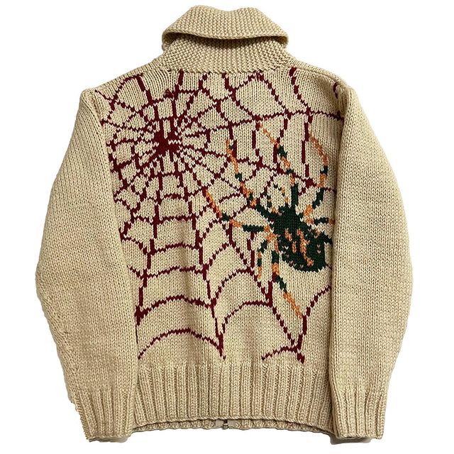 Spider Web Knitted Zip Up Sweater